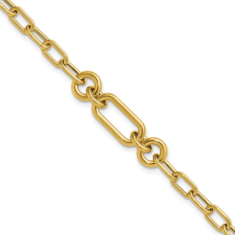 14K Gelbgold Poliert Fantasie Mixed Glieder Armband