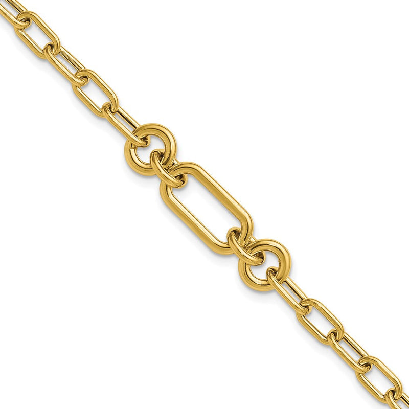 14K Gelbgold Poliert Fantasie Mixed Glieder Armband