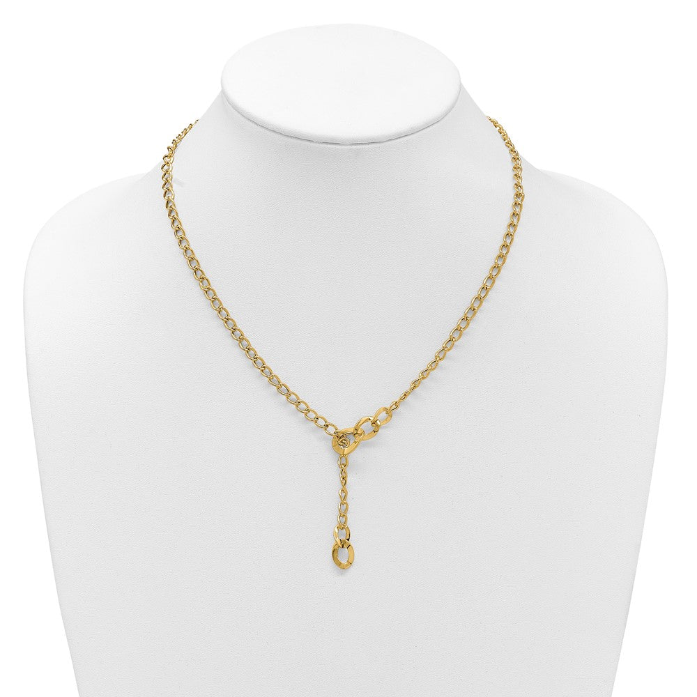 14K Gelbgold Poliert Fantasie Panzer Glieder Lariat Halskette