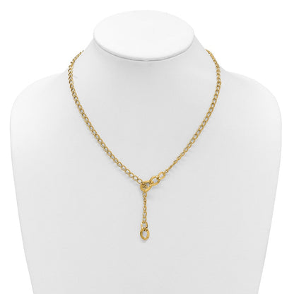 14K Gelbgold Poliert Fantasie Panzer Glieder Lariat Halskette