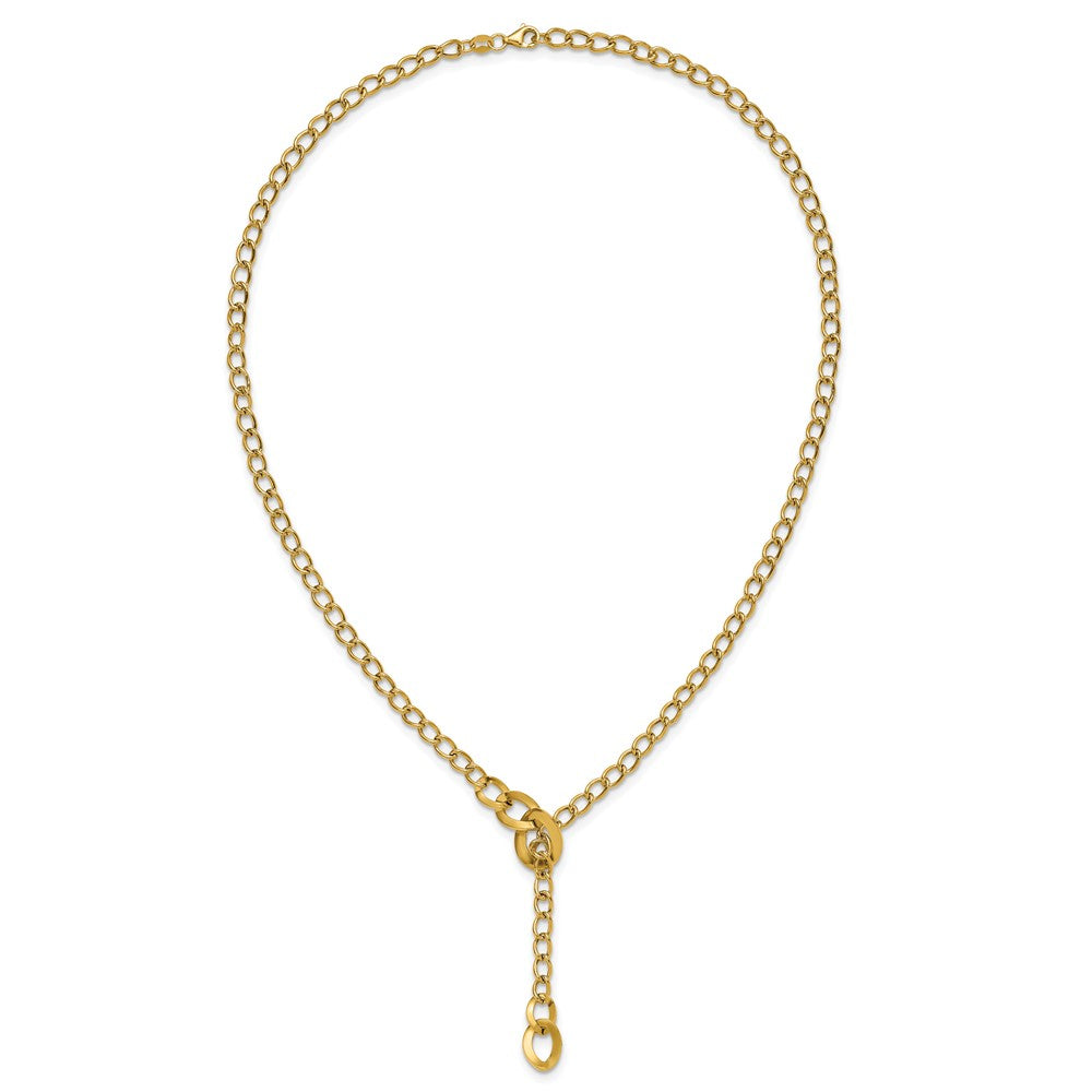 14K Gelbgold Poliert Fantasie Panzer Glieder Lariat Halskette