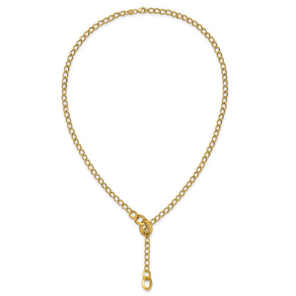 14K Gelbgold Poliert Fantasie Panzer Glieder Lariat Halskette