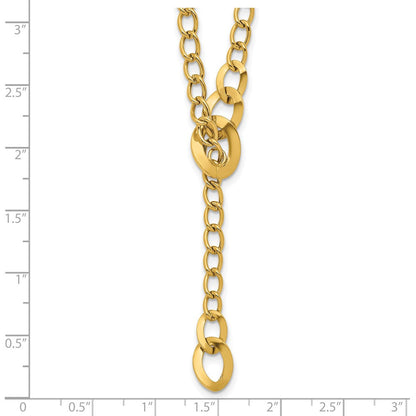 14K Gelbgold Poliert Fantasie Panzer Glieder Lariat Halskette