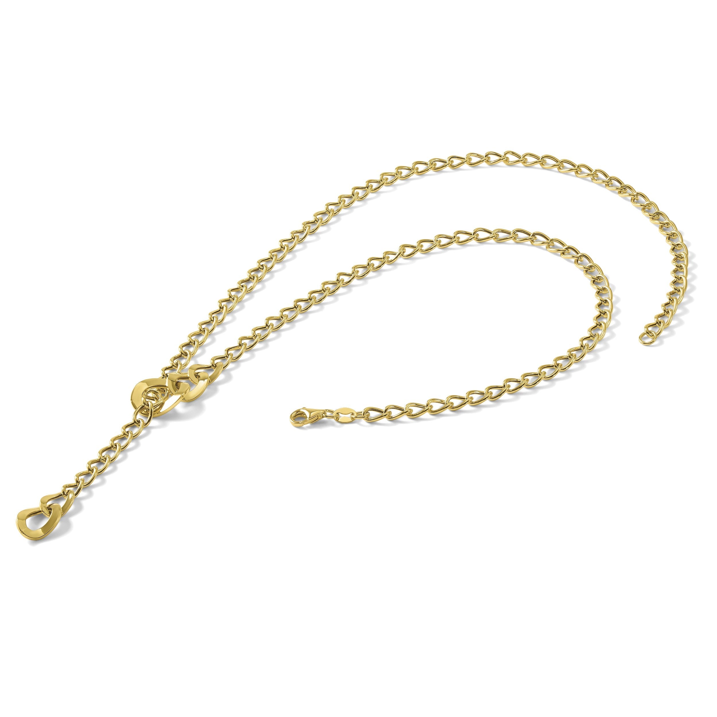 14K Gelbgold Poliert Fantasie Panzer Glieder Lariat Halskette