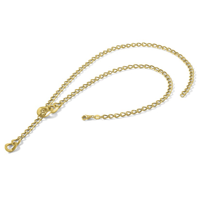 14K Gelbgold Poliert Fantasie Panzer Glieder Lariat Halskette