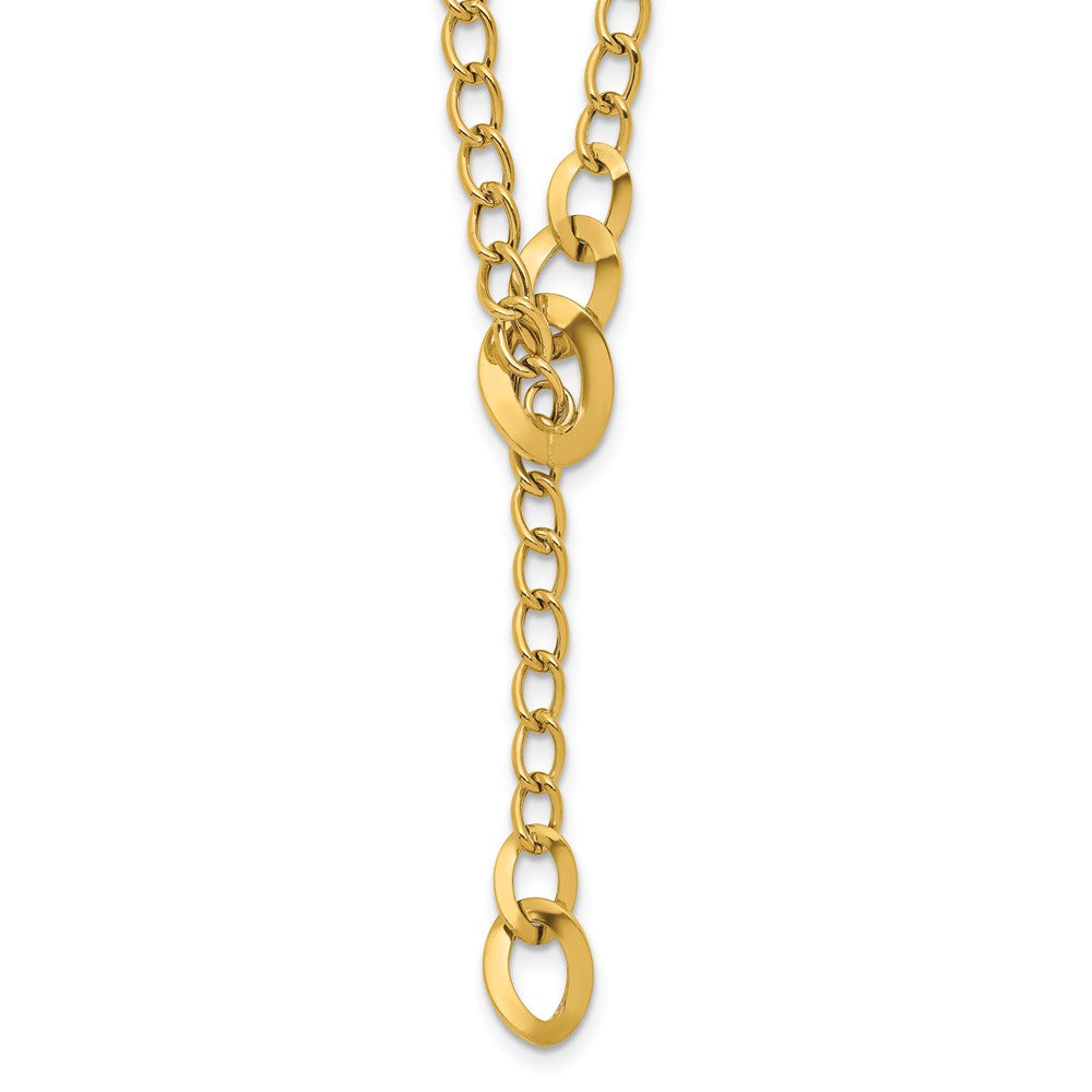 14K Gelbgold Poliert Fantasie Panzer Glieder Lariat Halskette