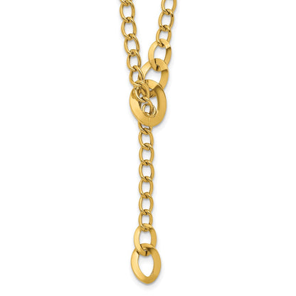 14K Gelbgold Poliert Fantasie Panzer Glieder Lariat Halskette