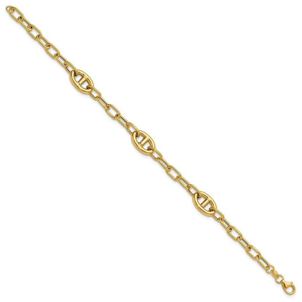 14K Gelbgold Poliert Fantasie Anker Glieder Armband
