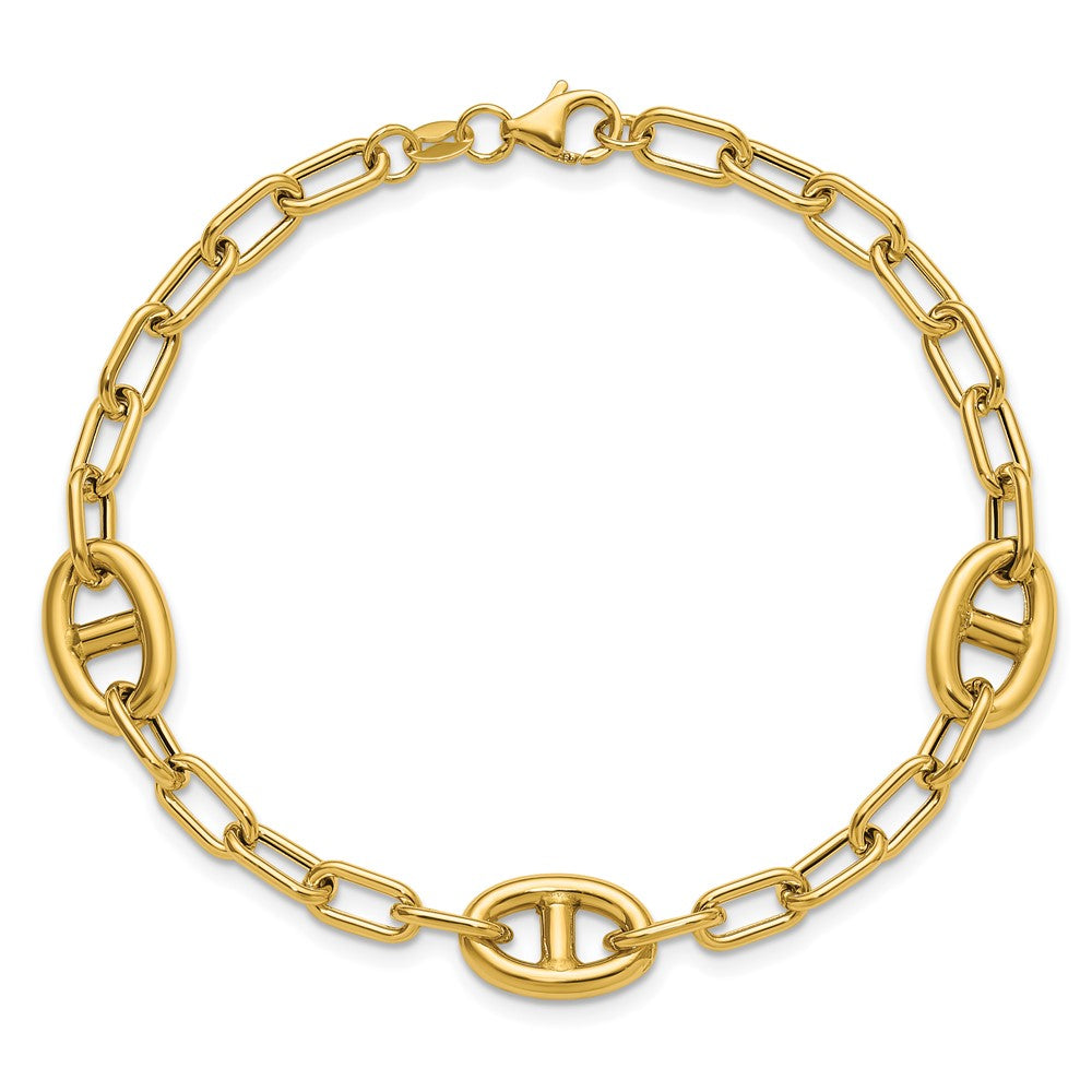 14K Gelbgold Poliert Fantasie Anker Glieder Armband