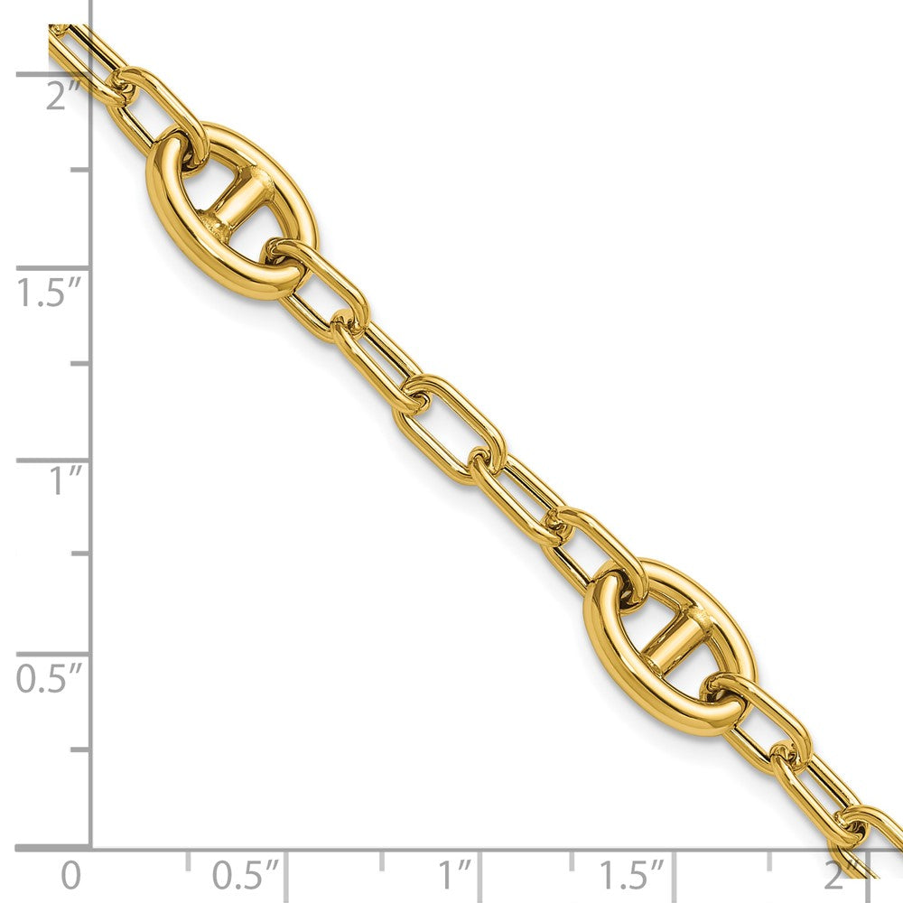 14K Gelbgold Poliert Fantasie Anker Glieder Armband