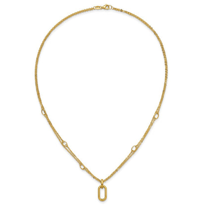 14K Gelbgold Poliert Fantasie Zwei Strang Glieder Halskette
