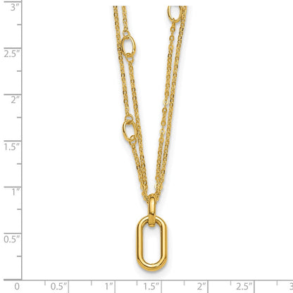 14K Gelbgold Poliert Fantasie Zwei Strang Glieder Halskette