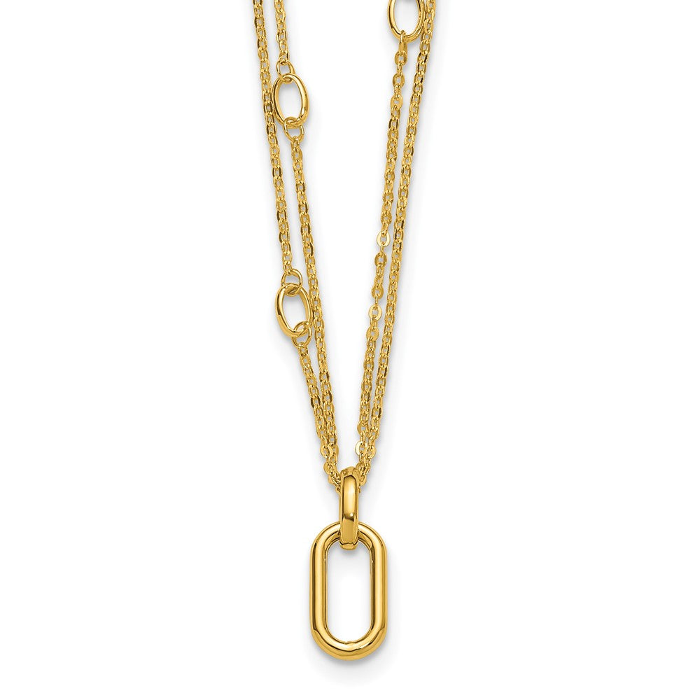14K Gelbgold Poliert Fantasie Zwei Strang Glieder Halskette