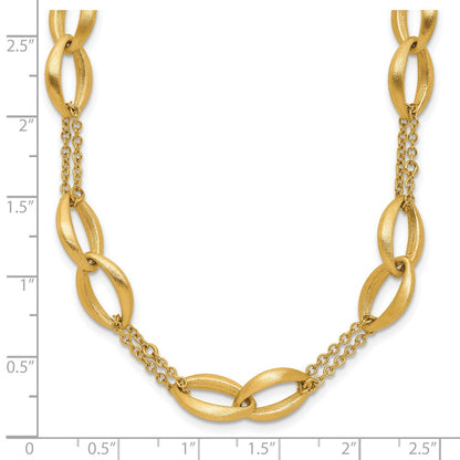 14K Gelbgold Poliert und Gebürstet 2 Strang Navette Glieder Halskette
