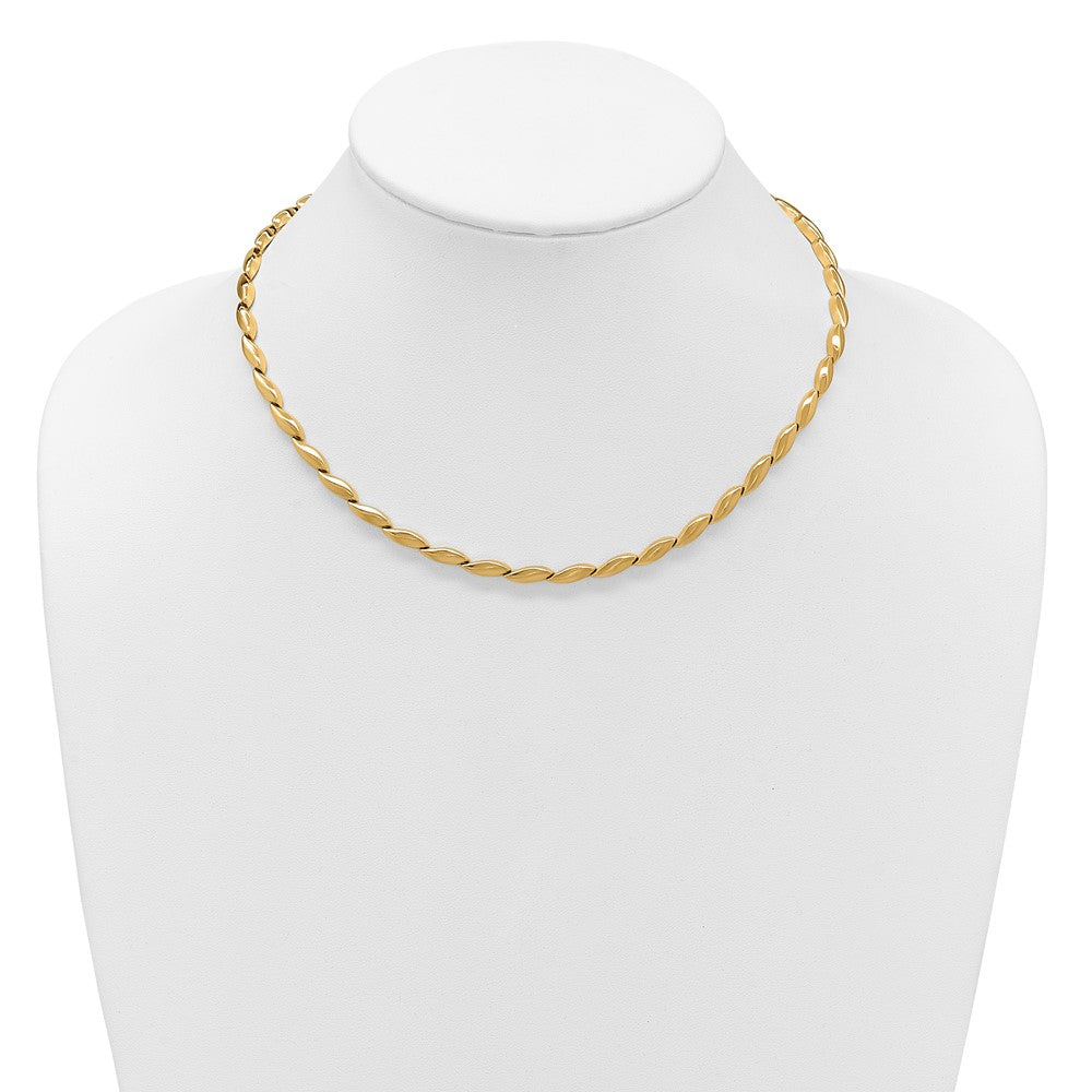 14K Gelbgold Poliert und Satiniert 4.2mm Fantasieglieder Halskette