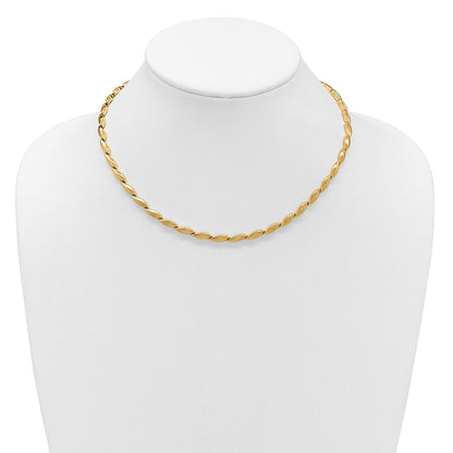 14K Gelbgold Poliert und Satiniert 4.2mm Fantasieglieder Halskette