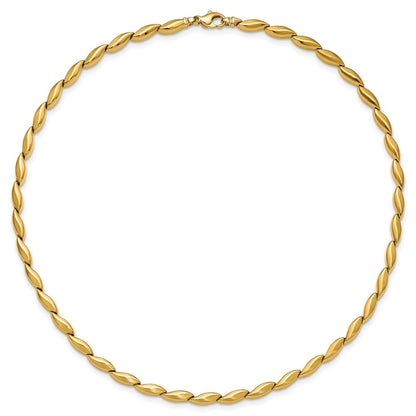 14K Gelbgold Poliert und Satiniert 4.2mm Fantasieglieder Halskette