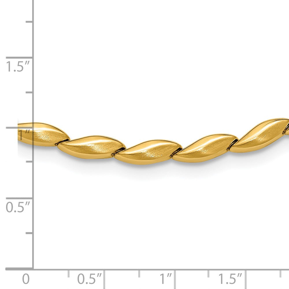 14K Gelbgold Poliert und Satiniert 4.2mm Fantasieglieder Halskette
