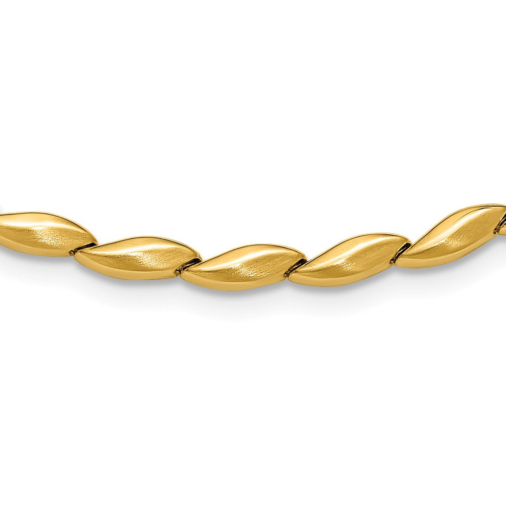 14K Gelbgold Poliert und Satiniert 4.2mm Fantasieglieder Halskette