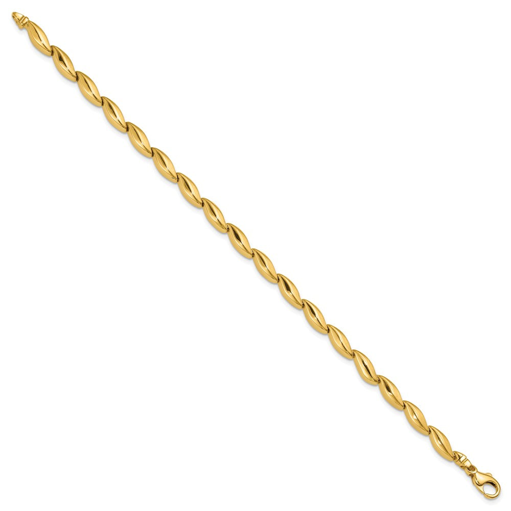 14K Gelbgold Poliert und Satiniert 4.2mm Fantasieglieder Armband