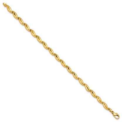 14K Gelbgold Poliert und Satiniert 4.2mm Fantasieglieder Armband