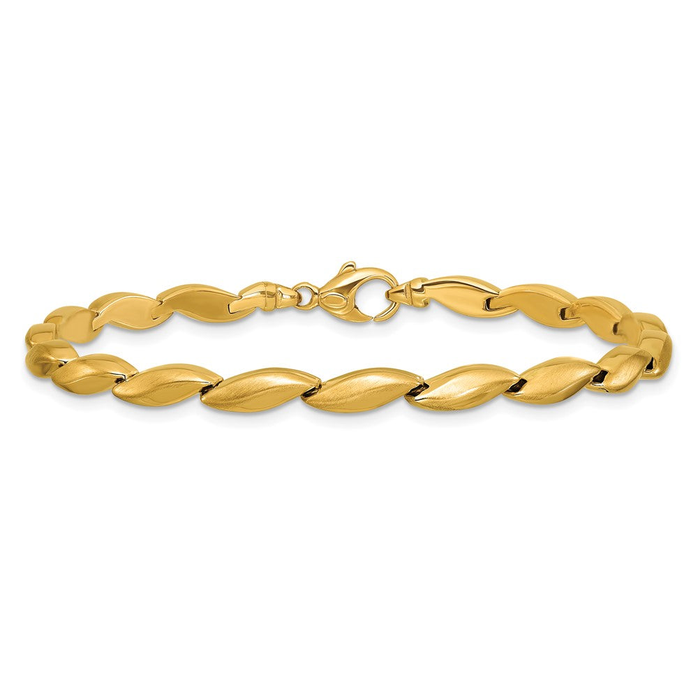 14K Gelbgold Poliert und Satiniert 4.2mm Fantasieglieder Armband