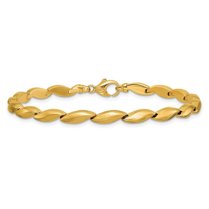 14K Gelbgold Poliert und Satiniert 4.2mm Fantasieglieder Armband