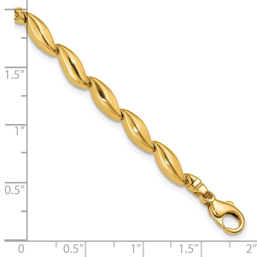 14K Gelbgold Poliert und Satiniert 4.2mm Fantasieglieder Armband