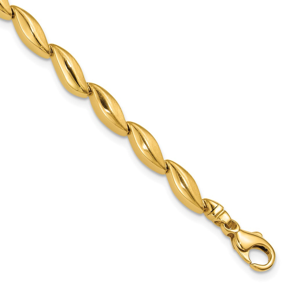 14K Gelbgold Poliert und Satiniert 4.2mm Fantasieglieder Armband