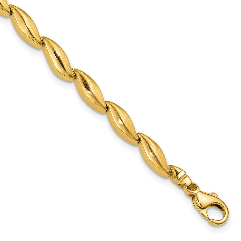 14K Gelbgold Poliert und Satiniert 4.2mm Fantasieglieder Armband