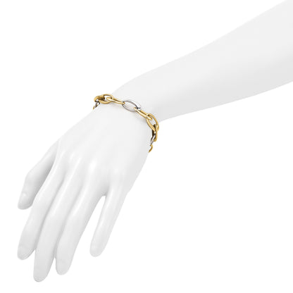 14K Bicolor Poliert Verjüngt Oval Glieder Armband
