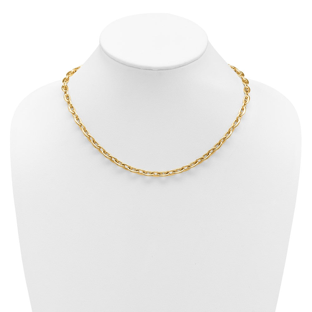 14K Gelbgold Poliert Fantasie 5.5mm Oval Glieder Halskette
