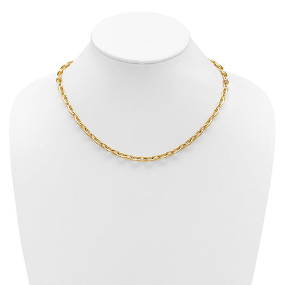 14K Gelbgold Poliert Fantasie 5.5mm Oval Glieder Halskette