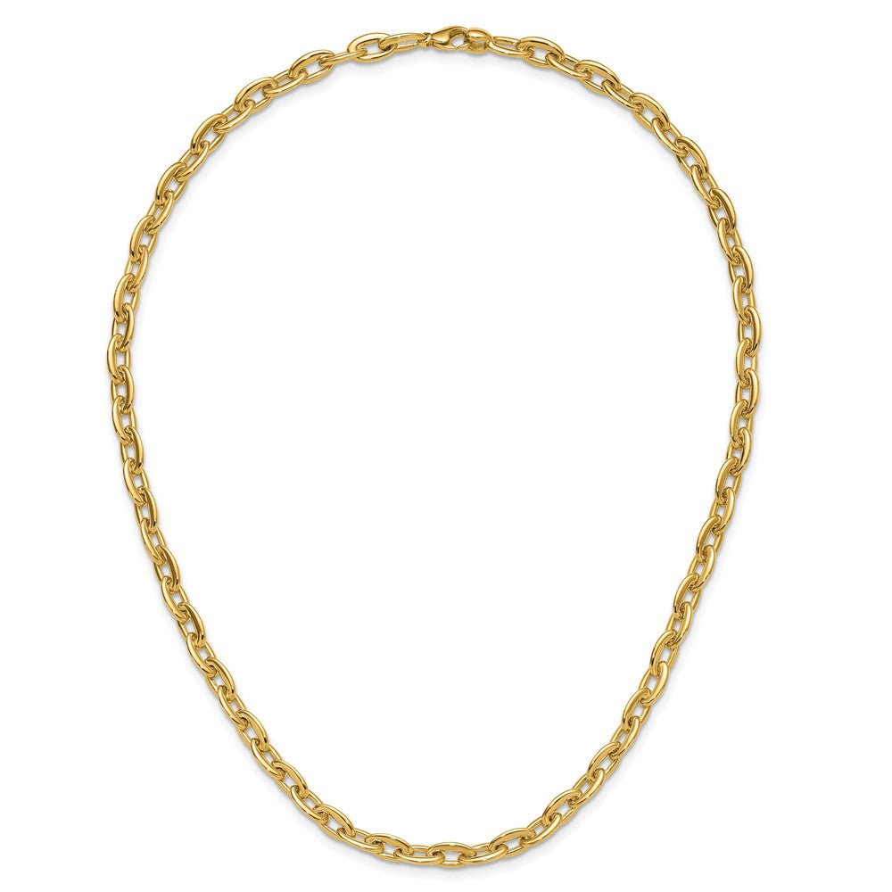 14K Gelbgold Poliert Fantasie 5.5mm Oval Glieder Halskette