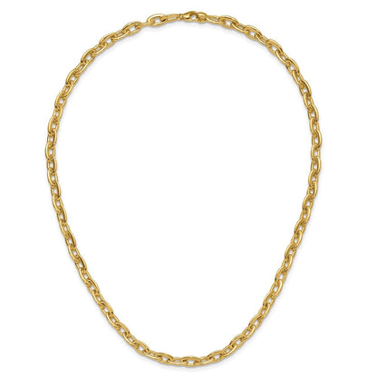 14K Gelbgold Poliert Fantasie 5.5mm Oval Glieder Halskette