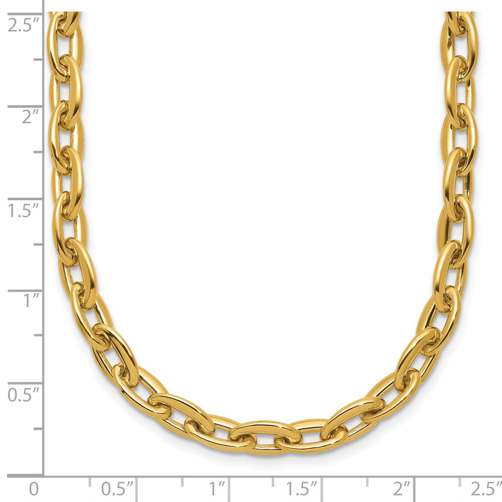 14K Gelbgold Poliert Fantasie 5.5mm Oval Glieder Halskette