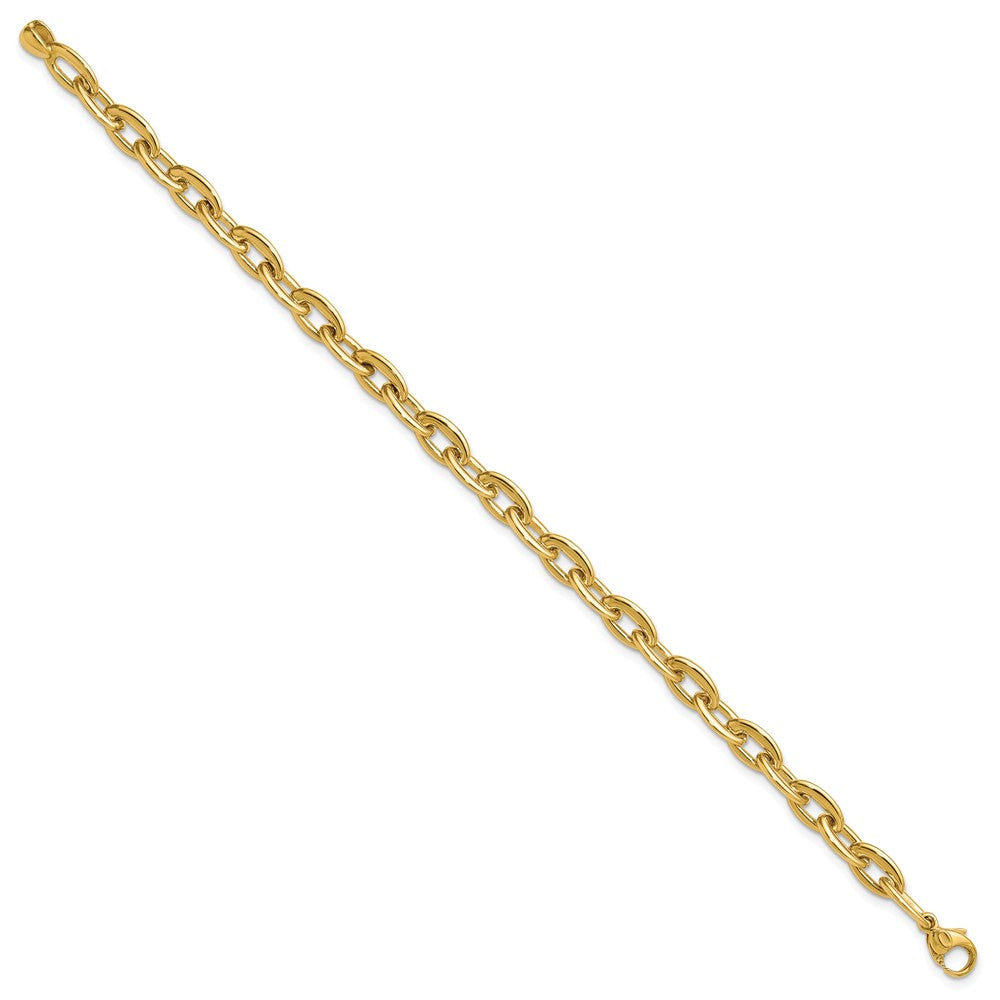 14K Gelbgold Poliert Fantasie 5.5mm Oval Glieder Armband