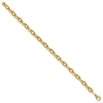 14K Gelbgold Poliert Fantasie 5.5mm Oval Glieder Armband