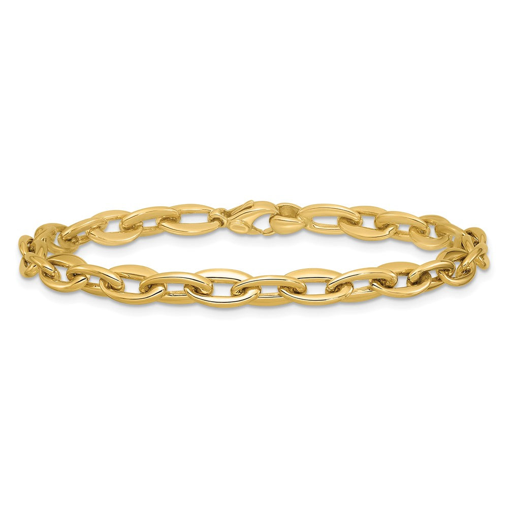 14K Gelbgold Poliert Fantasie 5.5mm Oval Glieder Armband