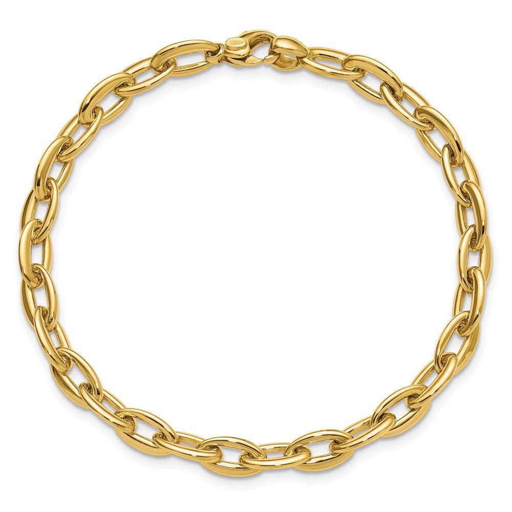 14K Gelbgold Poliert Fantasie 5.5mm Oval Glieder Armband
