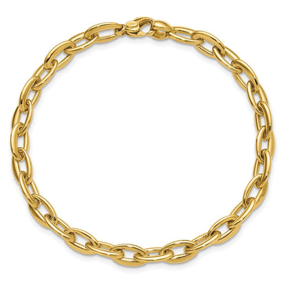 14K Gelbgold Poliert Fantasie 5.5mm Oval Glieder Armband