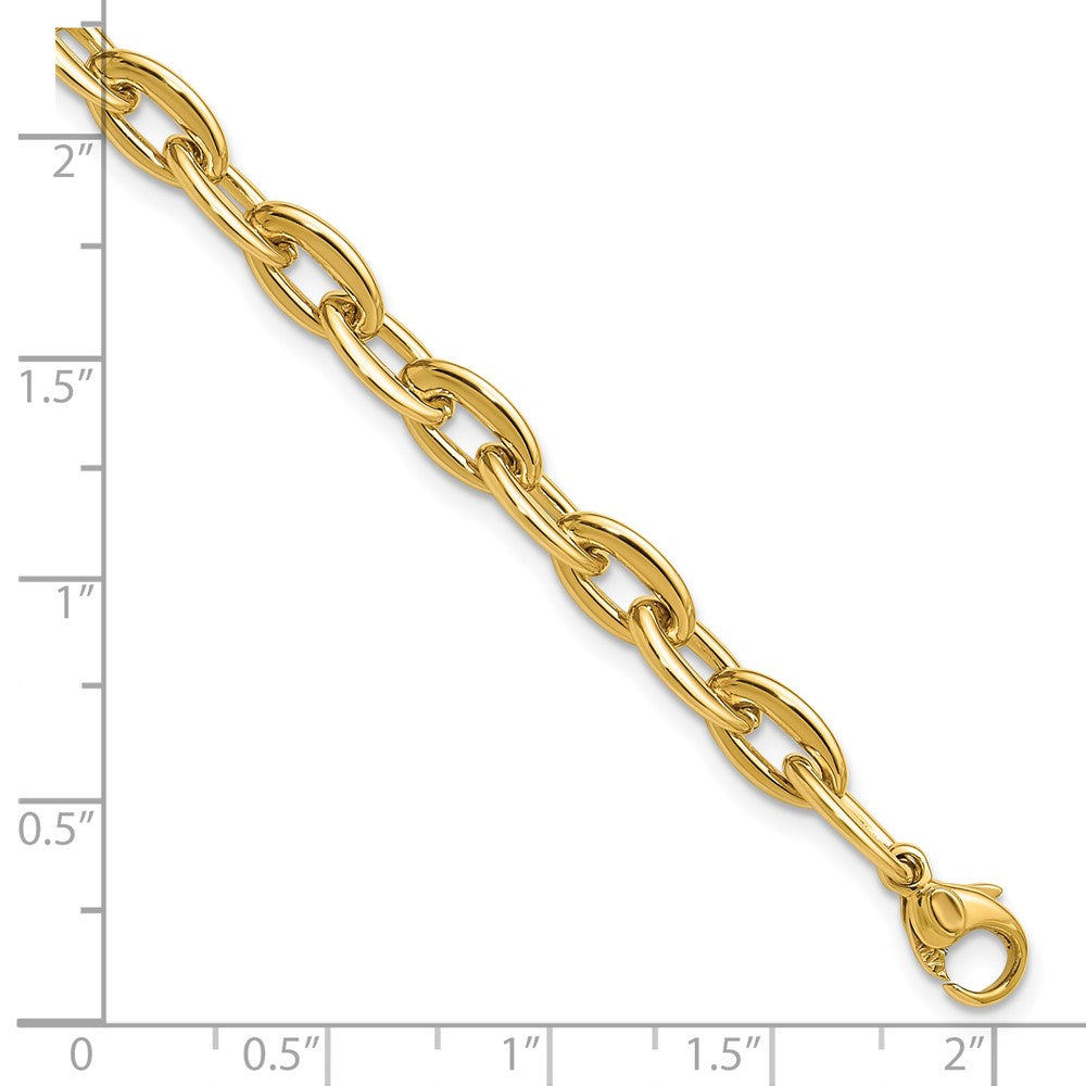 14K Gelbgold Poliert Fantasie 5.5mm Oval Glieder Armband