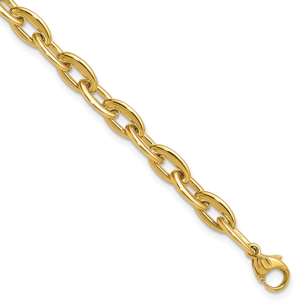 14K Gelbgold Poliert Fantasie 5.5mm Oval Glieder Armband