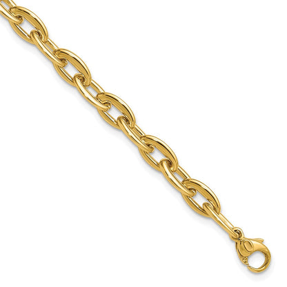 14K Gelbgold Poliert Fantasie 5.5mm Oval Glieder Armband