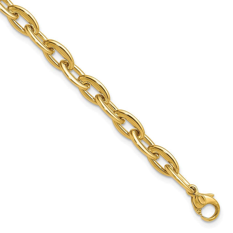 14K Gelbgold Poliert Fantasie 5.5mm Oval Glieder Armband