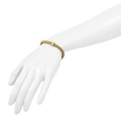 14K Gelbgold Poliert und Gebürstet Perle Popcorn Netz Armband