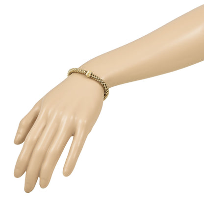 14K Gelbgold Poliert und Gebürstet Perle Popcorn Netz Armband