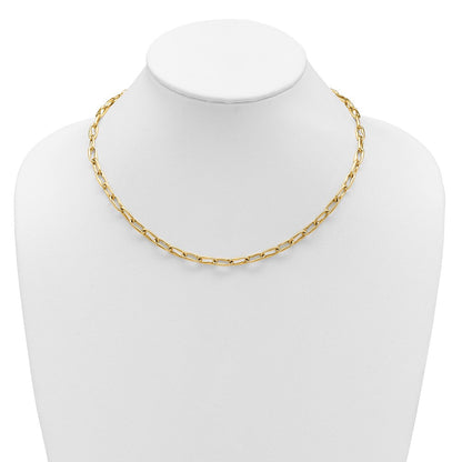14K Gelbgold Poliert Fantasie Gewellt Länglich Oval Glieder Halskette