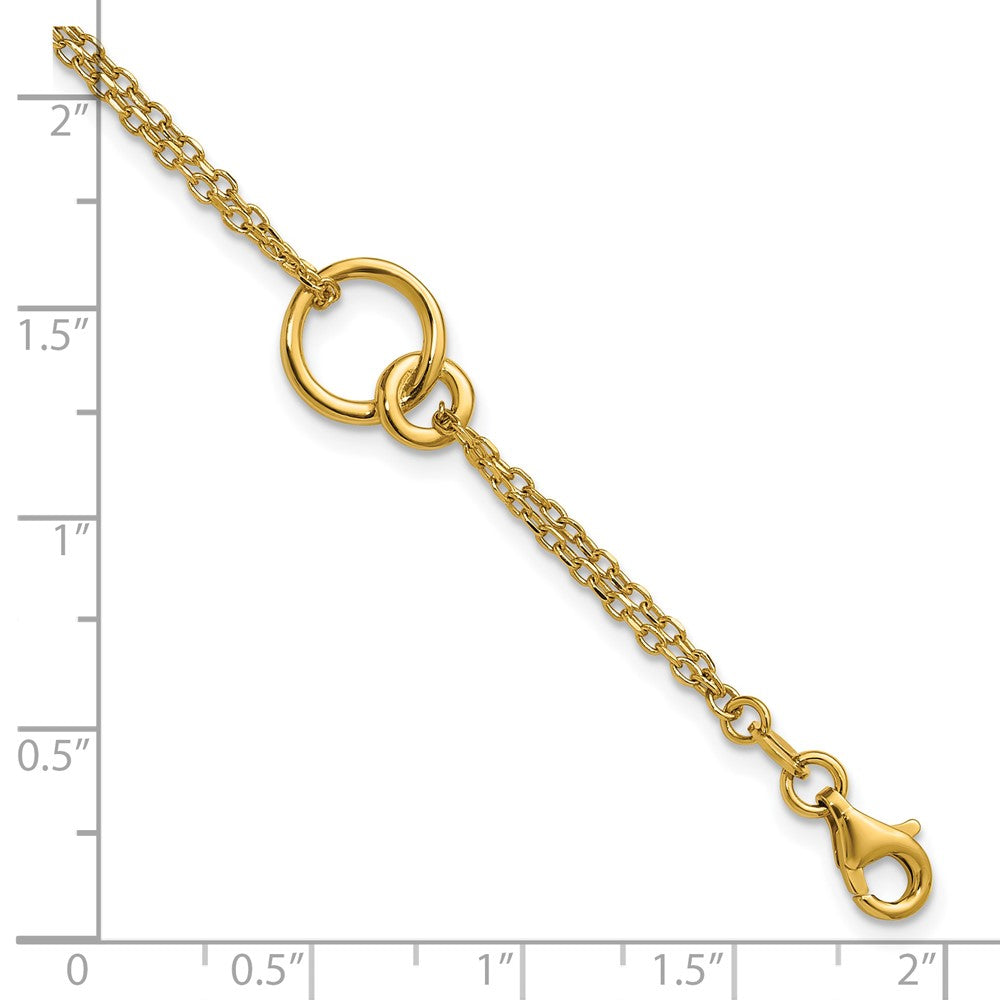 14K Gelbgold Poliert 2 Strang Doppelt Kreis Mit.5 Zoll Verlängerung. Armband