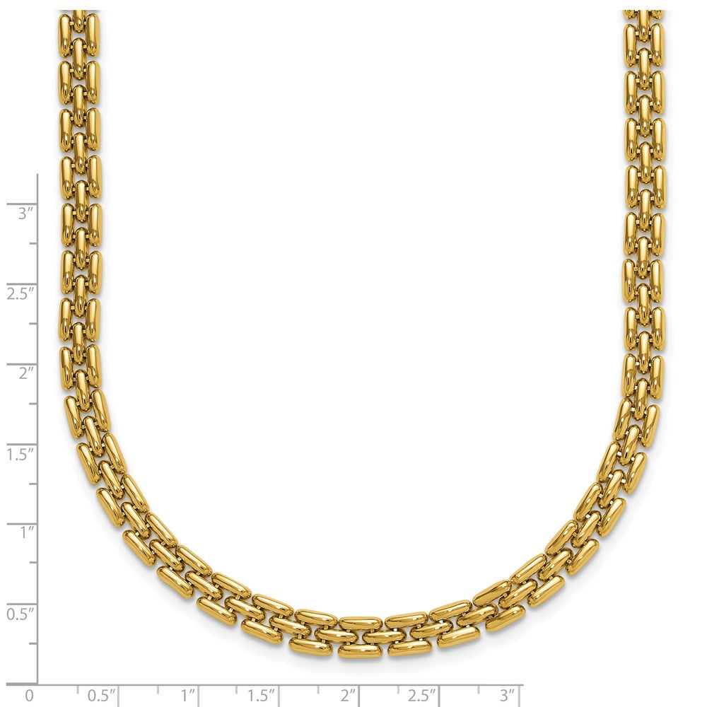 14K Gelbgold Poliert 6.3mm Fantasieglieder Halskette